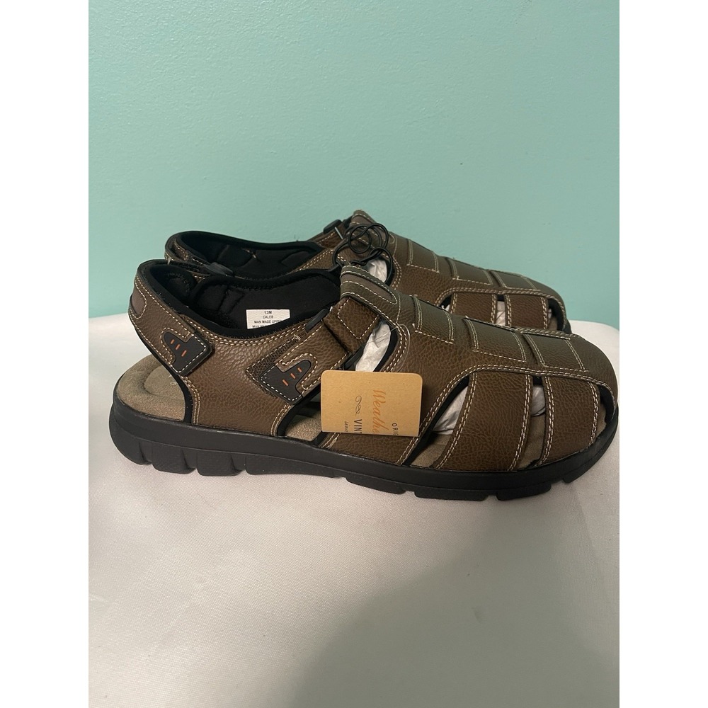 Weatherproof Vintage Men's Brown Caleb Fisherman Sandals‎ Shoe Size 13M